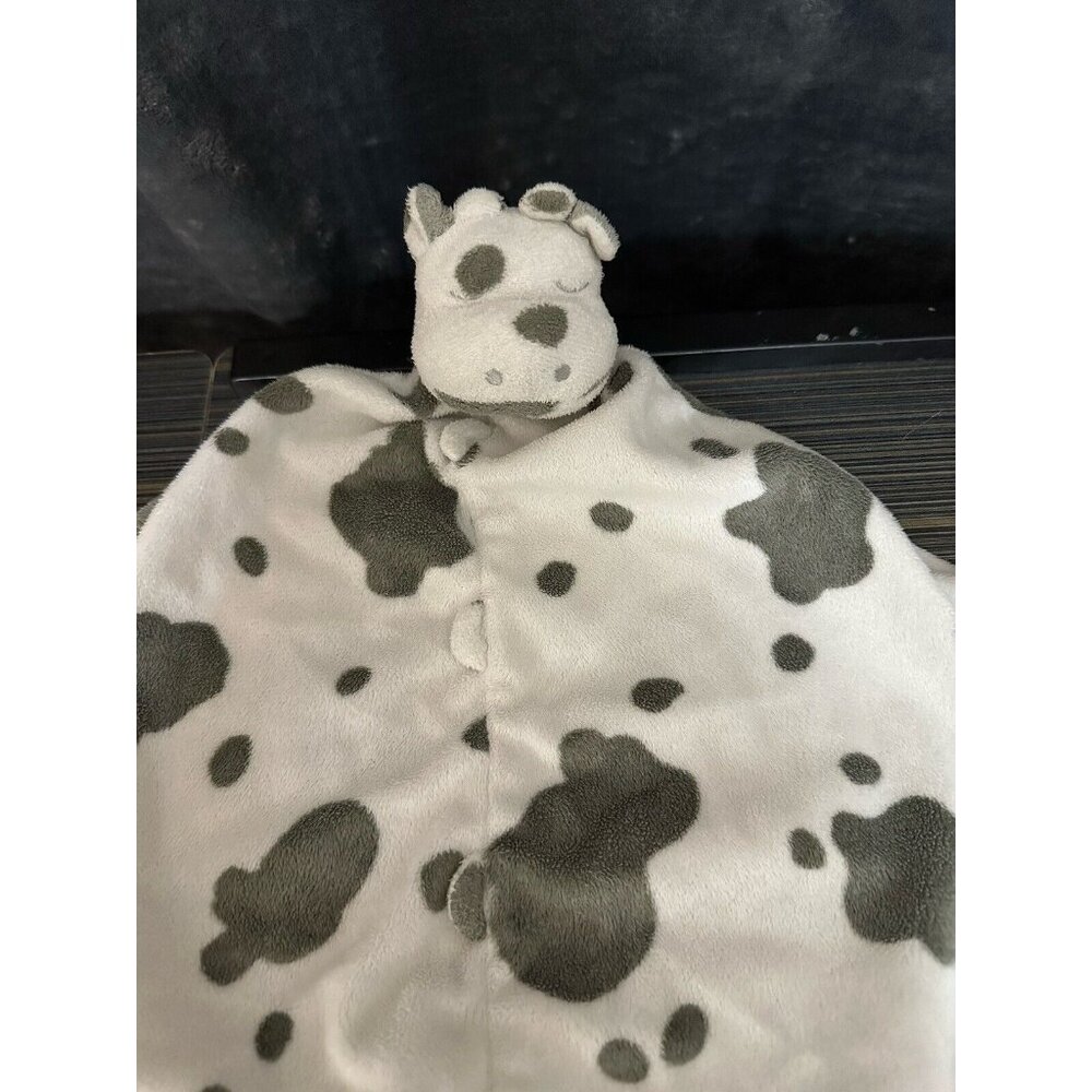 Angel Dear Cow Lovey Security Blanket White Gray Spotted Baby Notched Corners